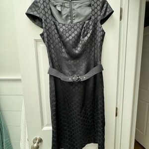 Nine West Black Sheath Midi Dress with Flutter Cap Sleeves